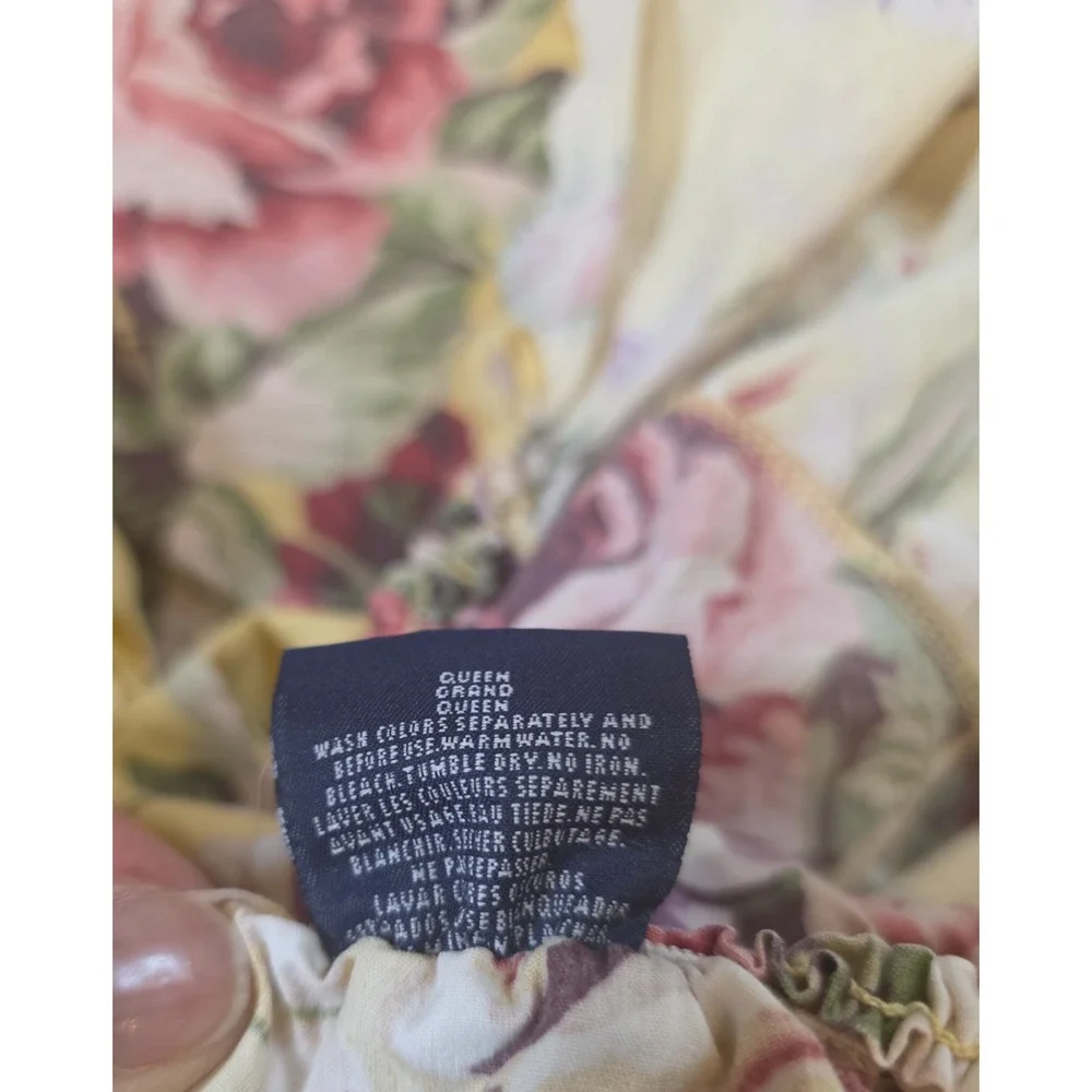 Ralph Lauren Sophie Brooke Queen Flat Fitted Sheet Set Yellow Floral Cottagecore